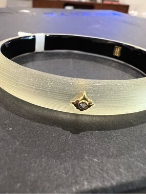Alexis Bittar Translucent Frosted Lucite Bangle Gold Star Crystal Accent. NWT